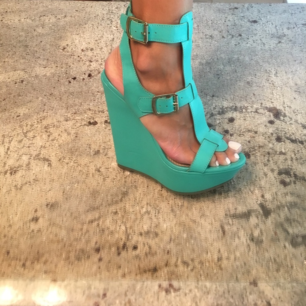 Green Strappy Wedges